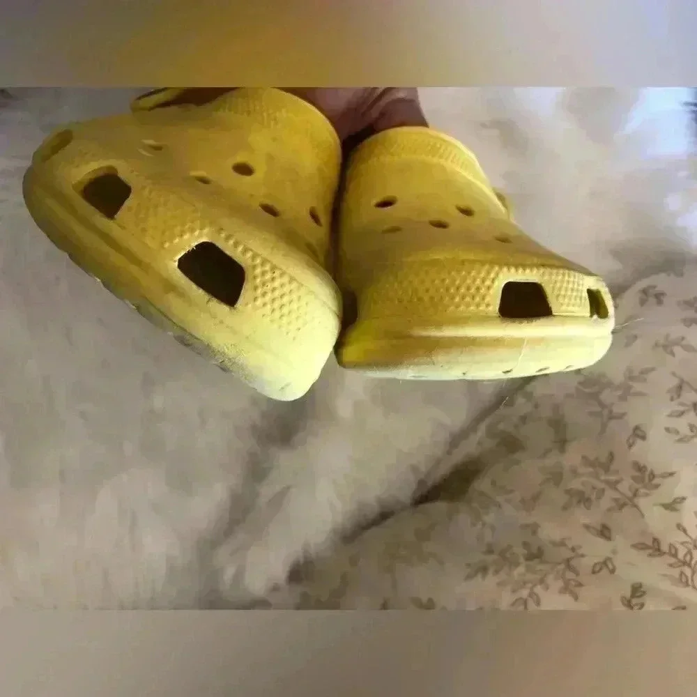 CROCS yellow basic slipons Youth 1-3